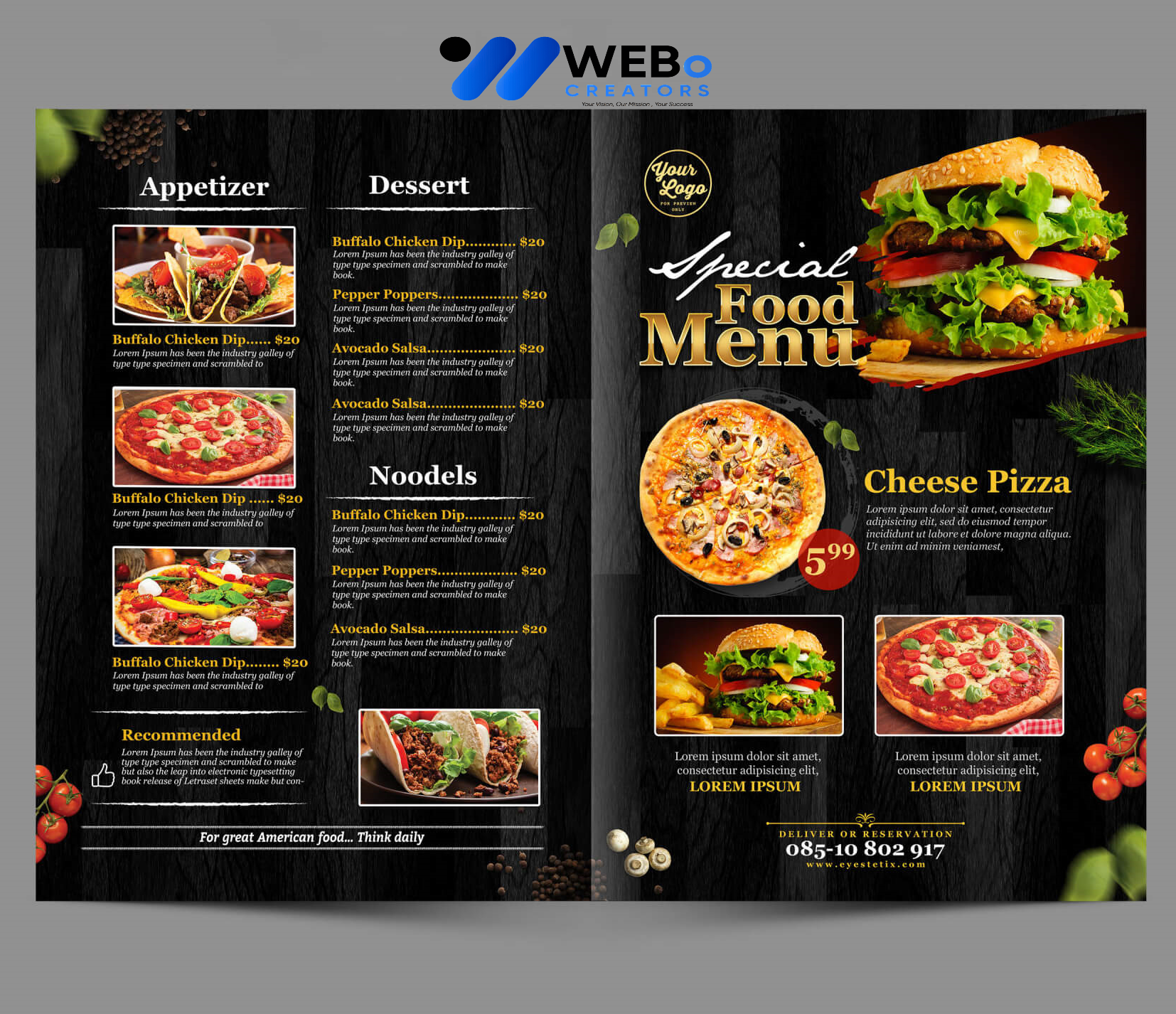 Modern restaurant menu design Italy 2026 café menu layout food branding design services